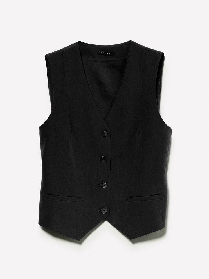 Black slim fit vest - women's vests and sleeveless jackets - Black | Sisley image number 5